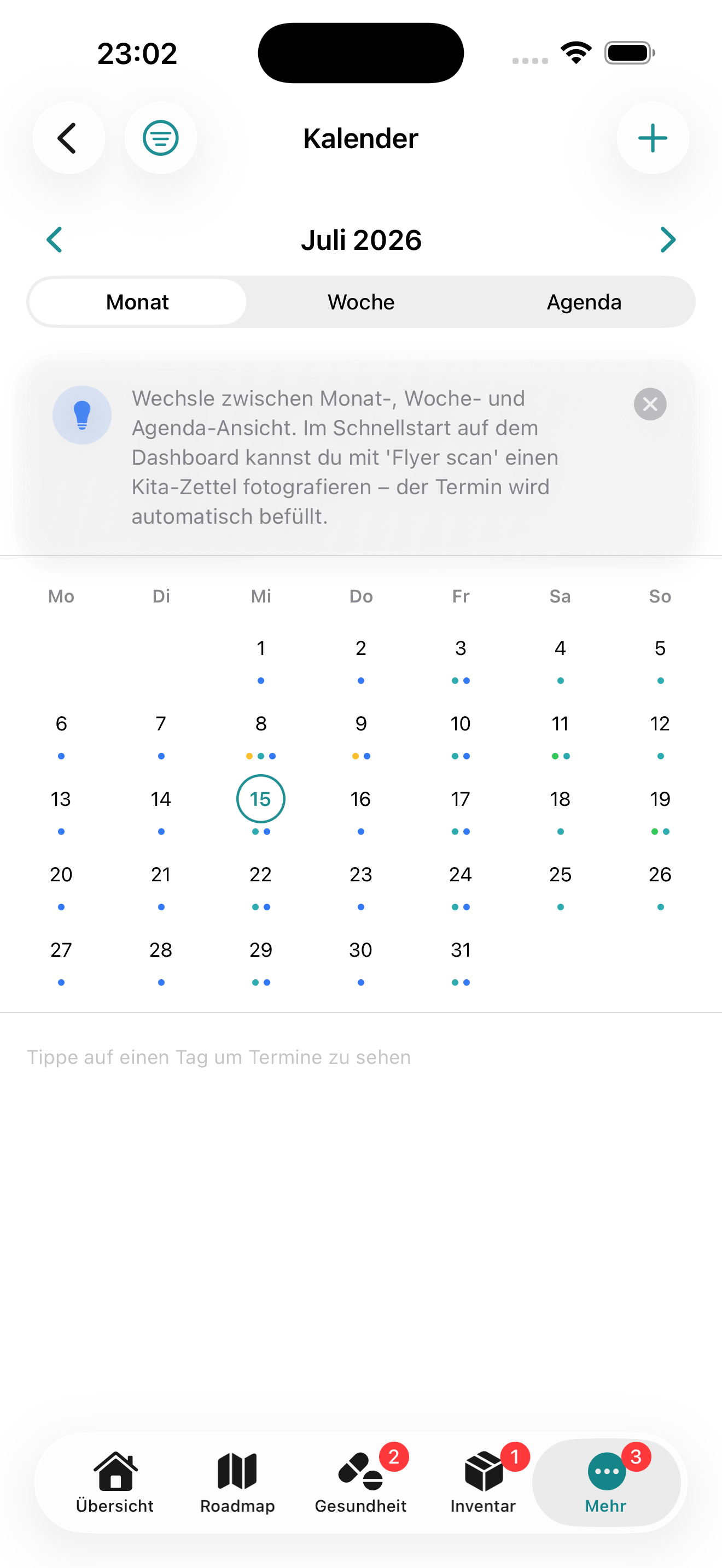 Screenshot: Familienkalender