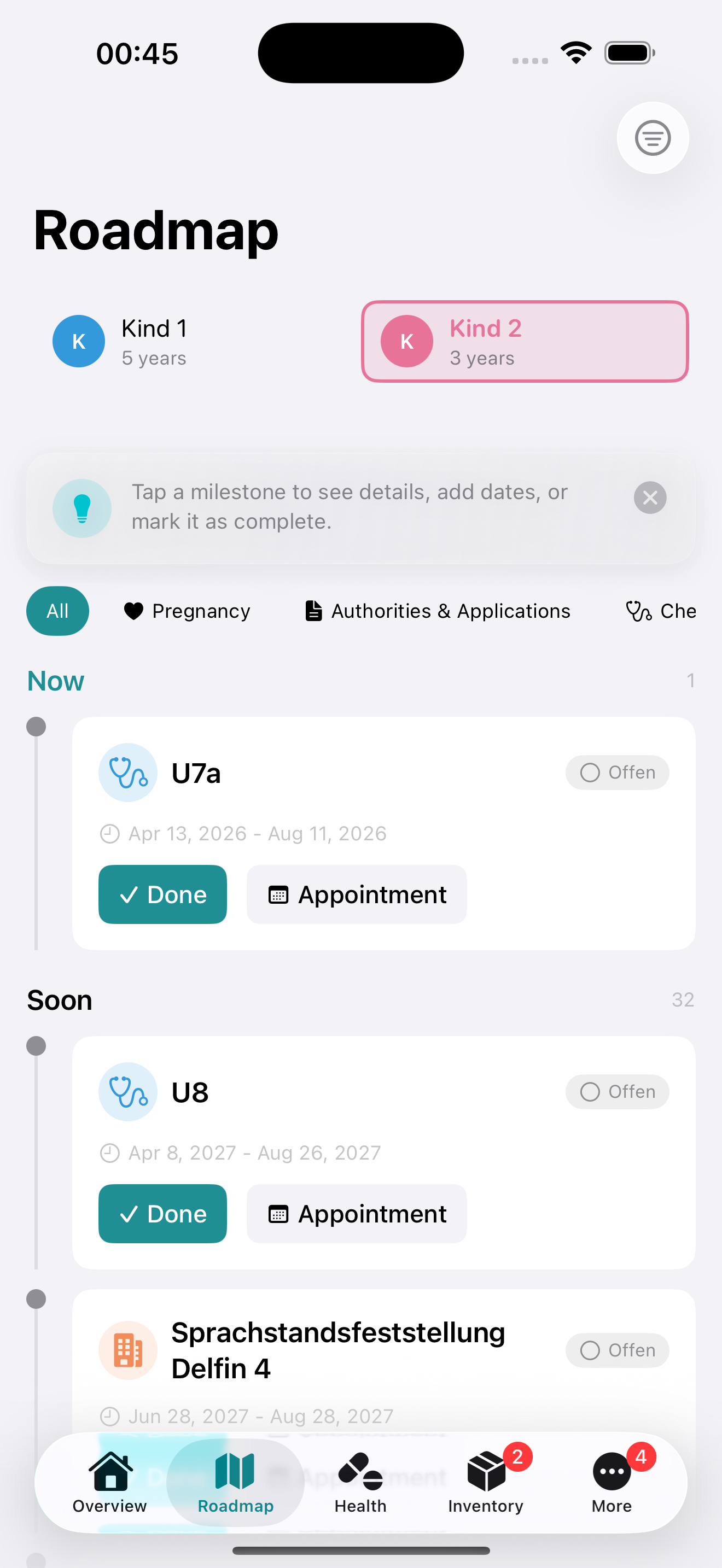 Screenshot: Milestone roadmap
