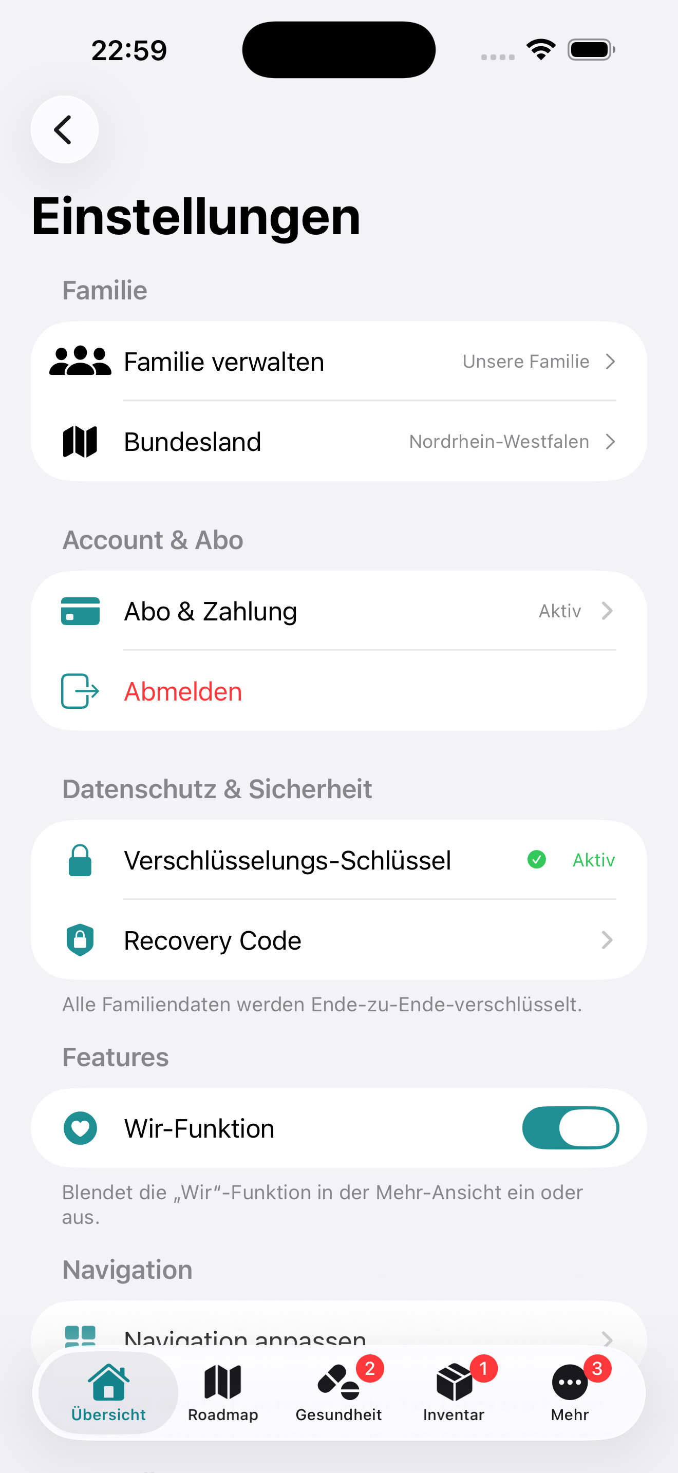Screenshot: Recovery-Code