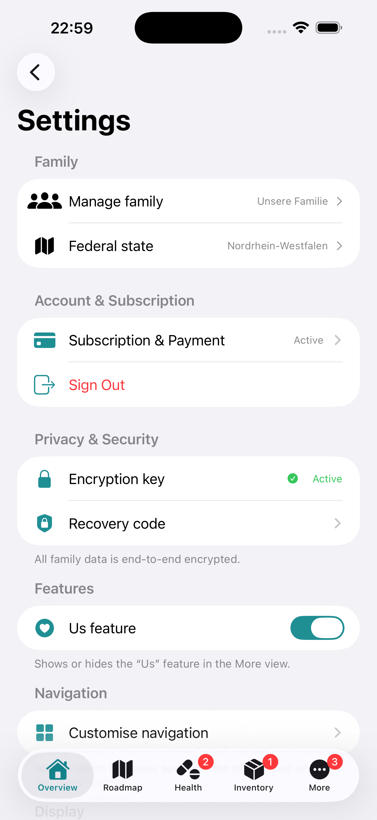 Screenshot: Recovery code